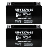2-Pack YTX7A-BS Battery Replacement for Aprilia SVX450 Battery (2010) (450cc) - 12V 6AH Motorcycle Battery, Sealed Lead Acid AGM SLA Maintenance Fee