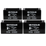 4-Pack YTX7A-BS Battery Replacement for Kawasaki EX250, Ninja 250R Battery (2008) (250cc) - 12V 6AH Motorcycle Battery, Sealed Lead Acid AGM SLA Maintenance Fee