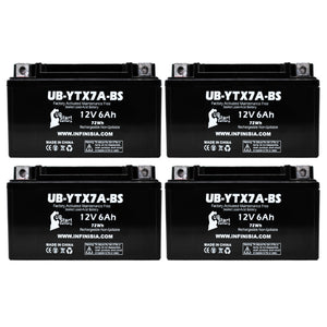 4-Pack YTX7A-BS Battery Replacement for Honda Shadow VLX 600 Motorcycle - 12V 6AH Battery, Sealed Lead Acid AGM SLA Maintenance Fee