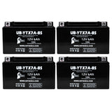 4-Pack YTX7A-BS Battery Replacement for Honda Shadow VLX 600 Motorcycle - 12V 6AH Battery, Sealed Lead Acid AGM SLA Maintenance Fee