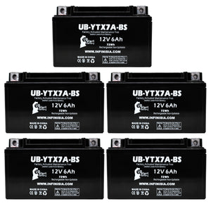 5 Pack YTX7A-BS Battery for Tao Tao 50CC Scooter Battery 12V 6AH - Compatible with Kymco People 150 150CC Scooter Battery, Gas GY6 125CC, 12V Motorcycle Moped, Generator Batteries, ATV AGM SLA