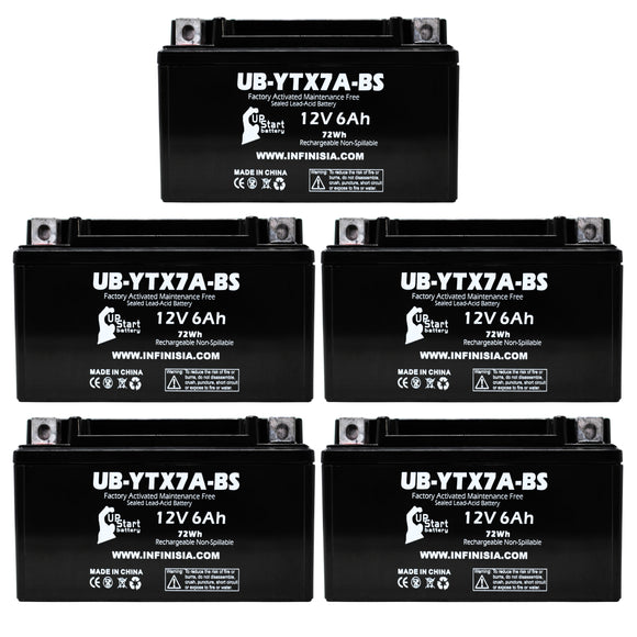 5 Pack YTX7A-BS Battery for Tao Tao 50CC Scooter Battery 12V 6AH - Compatible with Kymco People 150 150CC Scooter Battery, Gas GY6 125CC, 12V Motorcycle Moped, Generator Batteries, ATV AGM SLA