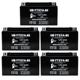 5-Pack YTX7A-BS Battery Replacement for Kasea KS, KU Models Battery (2024) (65cc) - 12V 6AH ATV Battery, Sealed Lead Acid AGM SLA Maintenance Fee