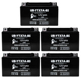 5 Pack YTX7A-BS Battery for Tao Tao 50CC Scooter Battery 12V 6AH - Compatible with Kymco People 150 150CC Scooter Battery, Gas GY6 125CC, 12V Motorcycle Moped, Generator Batteries, ATV AGM SLA