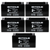 5-Pack YTX7A-BS Battery Replacement for Honda CBR600RR Motorcycle - 12V 6AH Battery, Sealed Lead Acid AGM SLA Maintenance Fee