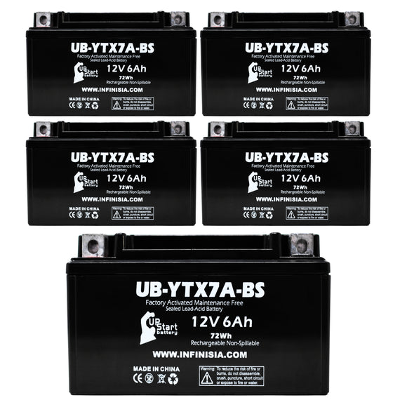 5-Pack YTX7A-BS Battery Replacement for Craftsman R110 Riding Mower - 12V 6AH Battery, Sealed Lead Acid AGM SLA Maintenance Fee