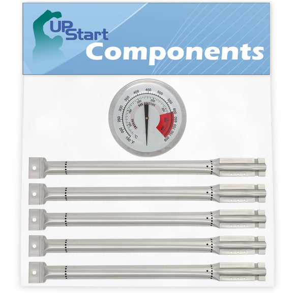 BBQ Grill Thermometer Heat Indicator & Tube Burner Replacement Parts for Kitchenaid 720-0826 & Stainless Steel Pipe Burners