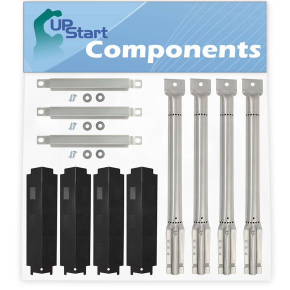 3 BBQ Grill Burner Crossover Tube & 4 Heat Shield Plate Tent & 4 Tube Burner Replacement Parts for Thermos 463322012