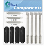 3 BBQ Grill Burner Crossover Tube & 4 Heat Shield Plate Tent & 4 Tube Burner Replacement Parts for Thermos 463322012