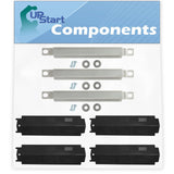 3 BBQ Grill Burner Crossover Tube & 4 Heat Shield Plate Tent Replacement Parts for Kenmore 6400-122390-115