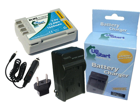 Olympus E-510 Evolt Battery and Charger with Car Plug and EU Adapter