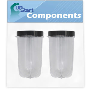 2 Pack UpStart Components Replacement Magic Bullet MB1001 16 oz Cup with Lid