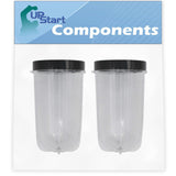 2 Pack Replacement 16 oz Cup with Lid for Magic Bullet MB1001 Original Blender