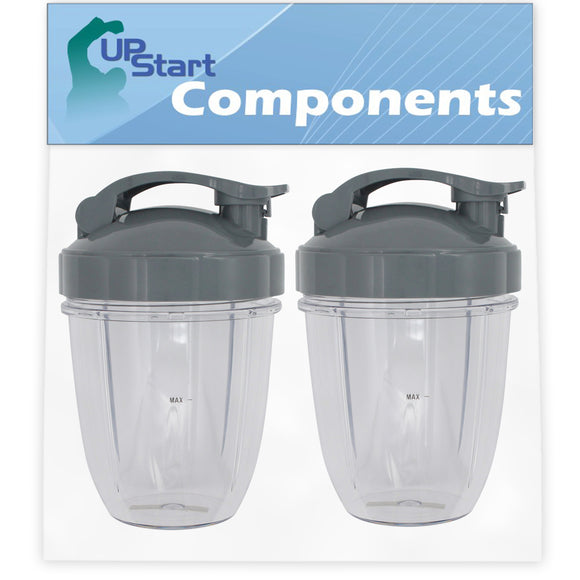 2 Pack UpStart Components Replacement NutriBullet 18 oz Cup with Flip Top To-go Lid