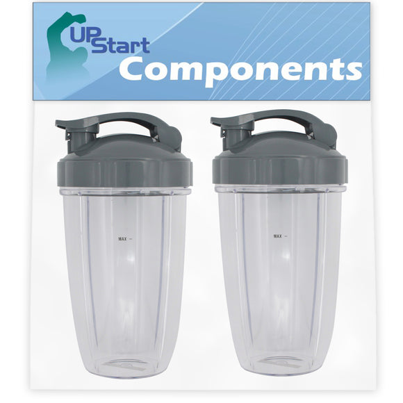 2 Pack UpStart Components Replacement NutriBullet 24 oz Cup with Flip Top To-go Lid