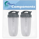 2 Pack Replacement 32 oz Cup with Flip Top To-go Lid for Ninja NutriBullet Pro 900 Series Blender