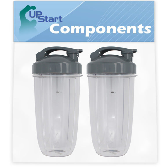 2 Pack UpStart Components Replacement NutriBullet 32 oz Cup with Flip Top To-go Lid