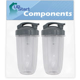 2 Pack Replacement 32 oz Cup with Flip Top To-go Lid for Ninja NutriBullet 600w Blender