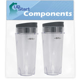 2 Pack Replacement Single Serve 16 oz Cup for Ninja Professional Blender BL740 1100-Watt