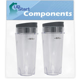 2 Pack Replacement Single Serve 16 oz Cup for Ninja Supra Kitchen System BL780 1200-Watt
