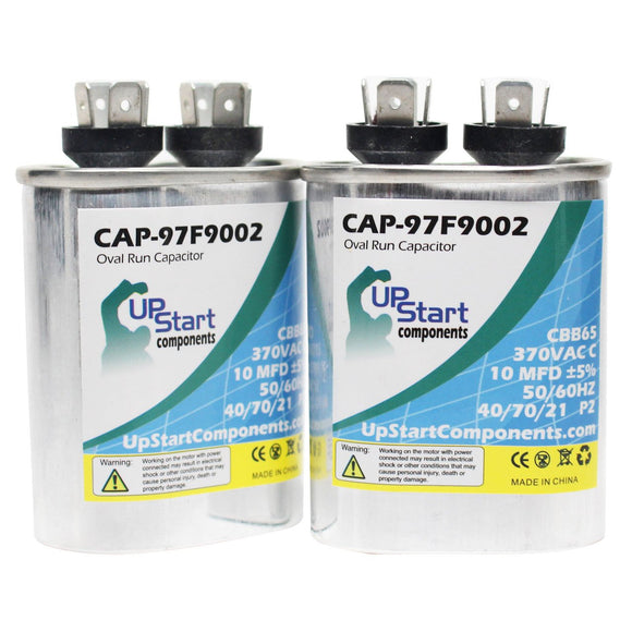 2-Pack 10 MFD 370 Volt Oval Run Capacitor Replacement for Armstrong 39H61