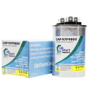 25/5 MFD 370 Volt Dual Round Run Capacitor Replacement for Carrier / Bryant 38AY0183000021