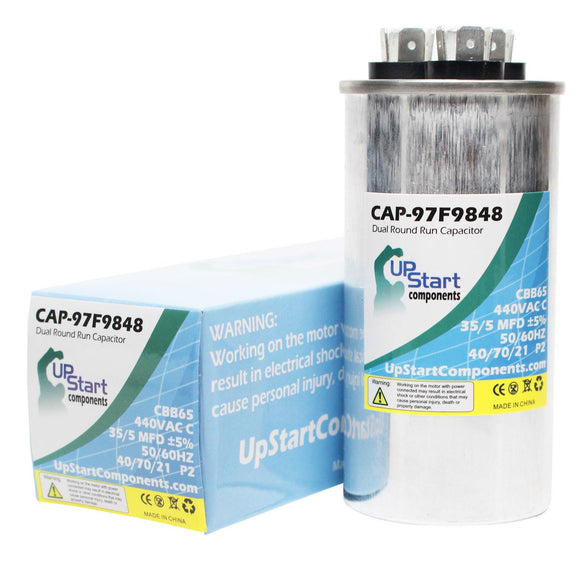 35 / 5 MFD 440 Volt Dual Round Run Capacitor Replacement for Carrier / Bryant HC98KA036