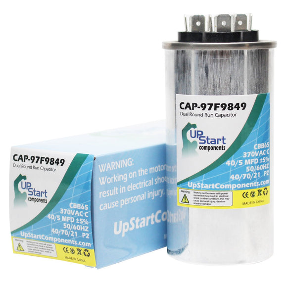 40/5 MFD 370 Volt Dual Round Run Capacitor Replacement for GE 97F9849