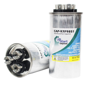 2-Pack 45 / 5 MFD 440 Volt Dual Round Run Capacitor Replacement for Carrier HC98KA046