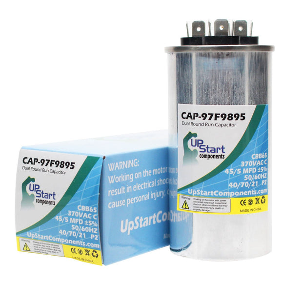 45/5 MFD 370 Volt Dual Round Run Capacitor Replacement for Carrier 38BRC030320