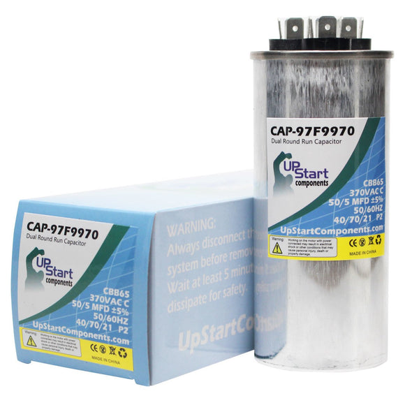 50/5 MFD 370 Volt Dual Round Run Capacitor Replacement for Lennox SCU10A36A-3