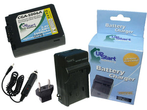 Panasonic CGA-S006A Battery and Charger with Car Plug and EU Adapter