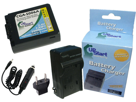 Panasonic CGA-S006A Battery and Charger with Car Plug and EU Adapter