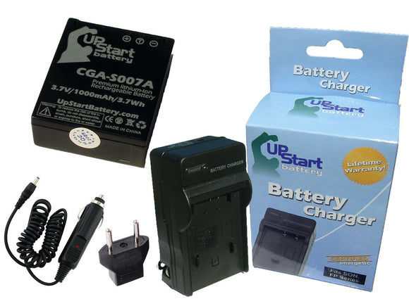 Panasonic Lumix DMC-TZ1-S Battery and Charger with Car Plug and EU Adapter