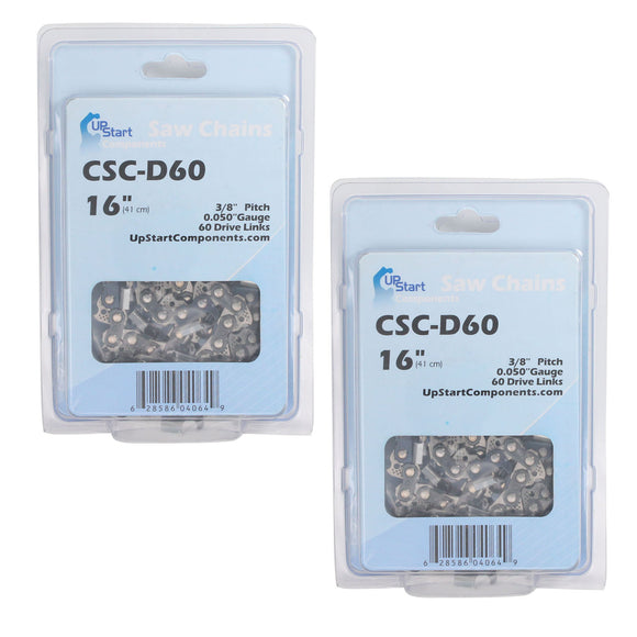 2 Pack 16-Inch Chainsaw Chain Replacement - 3/8
