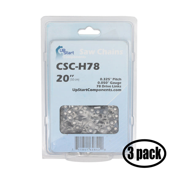 3-Pack Replacement 20-Inch H78 20BPX Chainsaw Chain