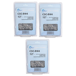 3 Pack 12-Inch Chainsaw Chain Replacement - 3/8" Pitch, .043" Gauge, 44 Links