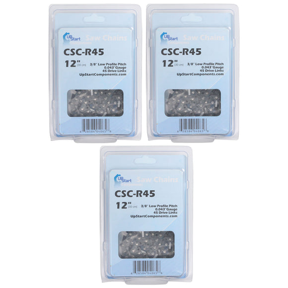 3 Pack 12-Inch Chainsaw Chain Replacement - 3/8