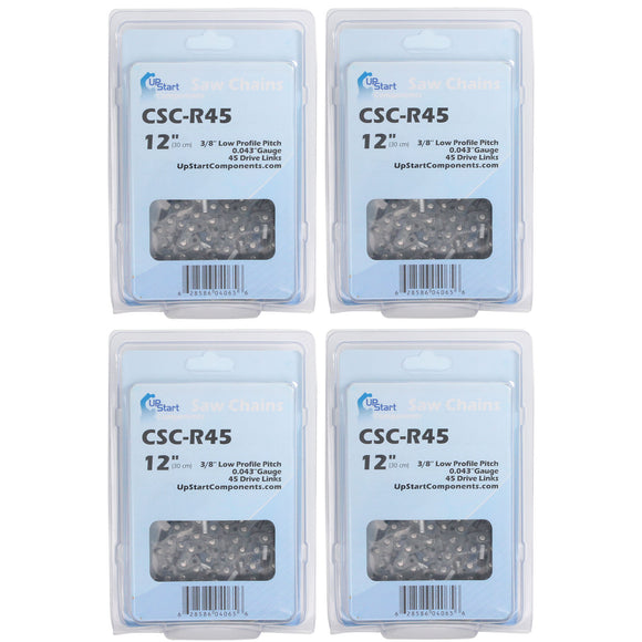 4 Pack 12-Inch Chainsaw Chain Replacement - 3/8