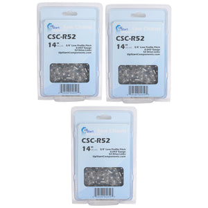 3 Pack 14-Inch Chainsaw Chain Replacement - 3/8" Pitch, .043" Gauge, 52 Links