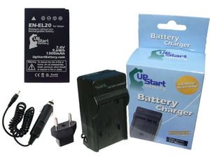 Nikon 1 J1 Battery and Charger with Car Plug and EU Adapter