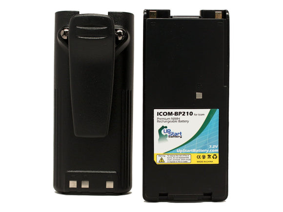 2x Pack - Icom BP-209 Battery with Clip (1600mAh, 7.2V, NI-MH)