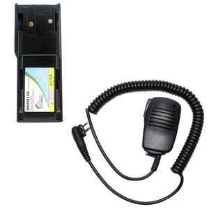 Battery & Shoulder Speaker with Push to Talk (PTT) Microphone Replacement - For