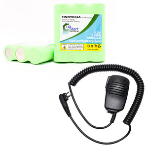 2x Pack - Motorola SP10 Battery + Shoulder Speaker with Push to Talk (PTT) Microphone Replacement