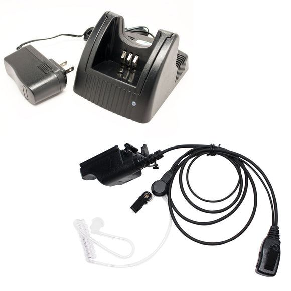 Motorola MTX1000 Charger & FBI Earpiece with Push to Talk (PTT) Microphone Replacement