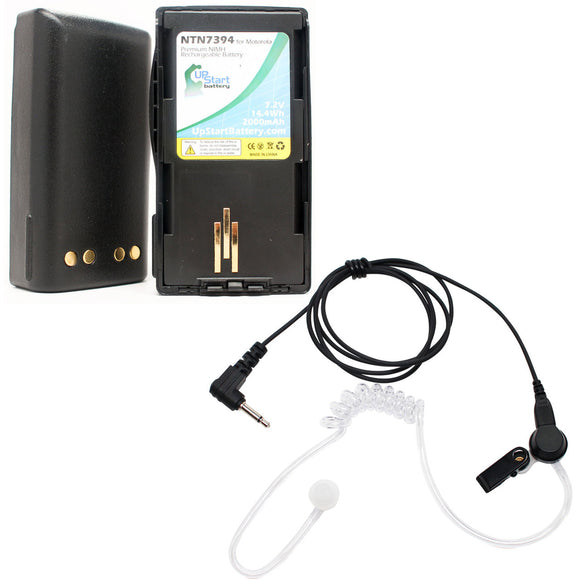 2x Pack - Motorola VISAR Battery + Listen Only FBI Listen Only Earpiece Replacement