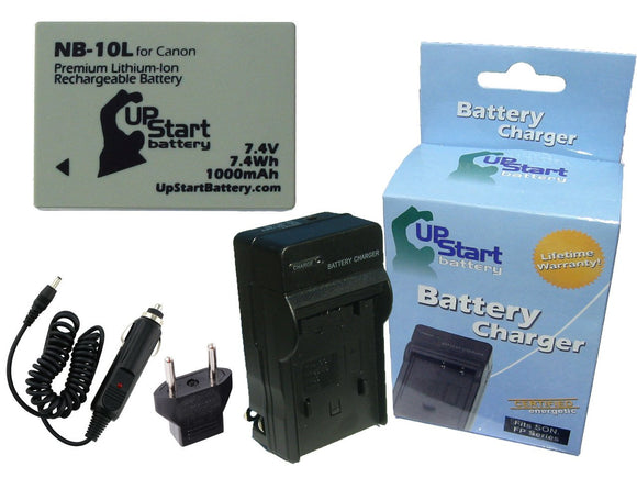 Canon PowerShot SX40 HS Battery and Charger with Car Plug and EU Adapter