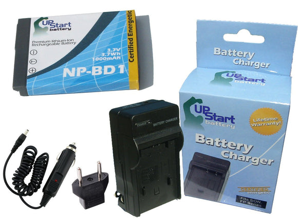 Sony DSC-T77 Battery and Charger with Car Plug and EU Adapter