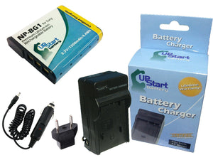 Sony Cyber-shot DSC-W120/P Battery and Charger with Car Plug and EU Adapter