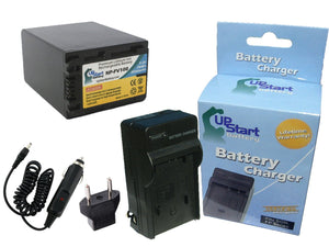 Sony DCR-SR80 Battery and Charger with Car Plug and EU Adapter - High Capacity